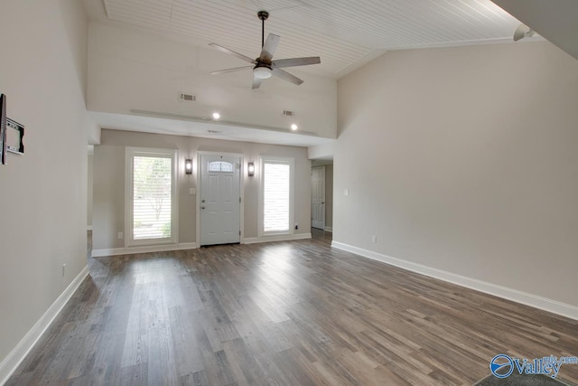 1908 Spanish Oaks Dr SE, Huntsville, AL 35803 - entrance foyer featuring a ceiling fan, wood finished floors, and lofted ceiling