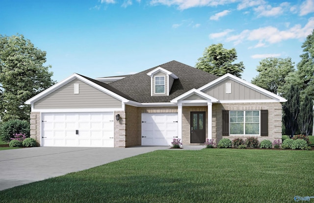 view of front of house featuring a garage and a front lawn