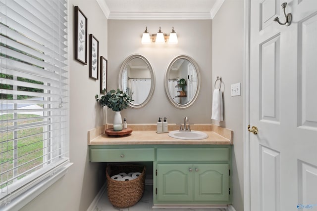 471 Oak Trl NE, Hartselle, AL 35640 - bathroom featuring ornamental molding and vanity
