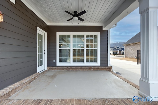 view of patio / terrace featuring ceiling fan