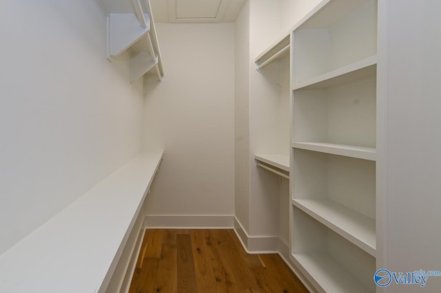 spacious closet featuring hardwood / wood-style flooring