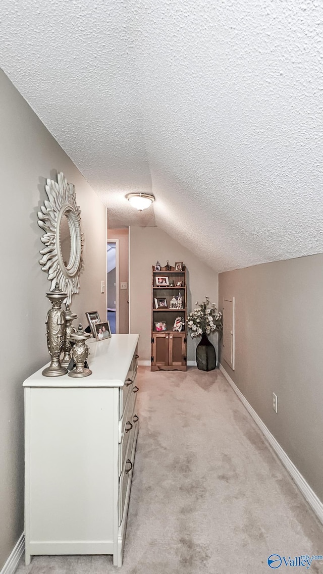 additional living space with lofted ceiling, baseboards, and a textured ceiling