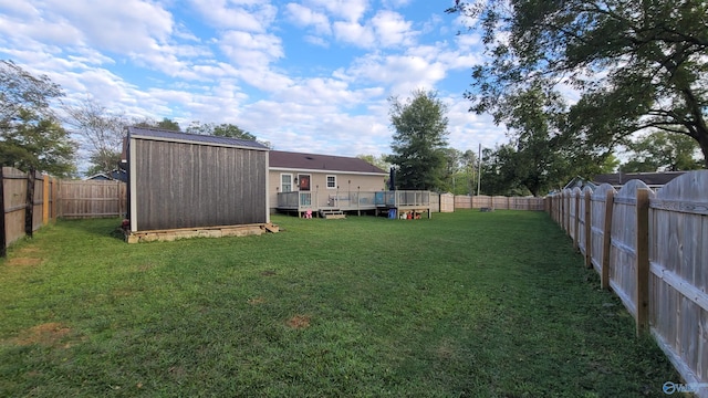 view of yard featuring a shed