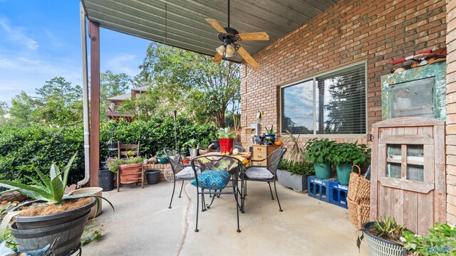 view of patio with ceiling fan