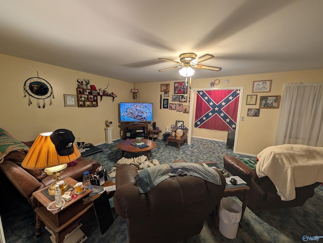 1350 W US Highway 278 W, Cullman, AL 35057 - living area with carpet flooring and ceiling fan