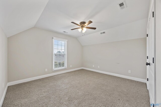 4513 Stone Park Cir, Owens Cross Roads, AL 35763 - bonus room featuring lofted ceiling, a ceiling fan, and carpet
