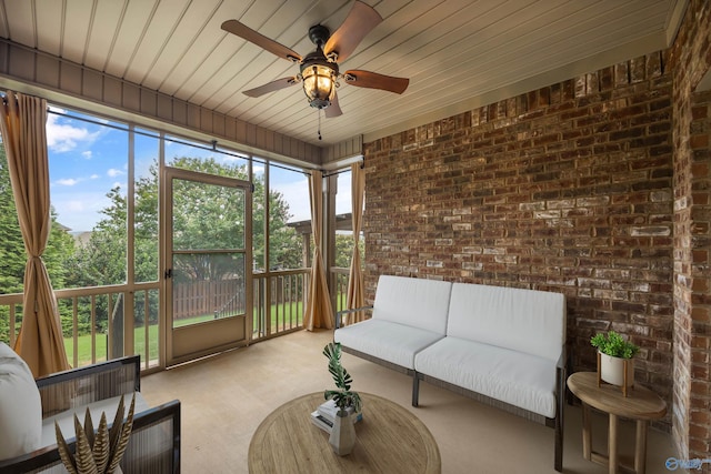 4513 Stone Park Cir, Owens Cross Roads, AL 35763 - sunroom / solarium featuring an outdoor hangout area and ceiling fan