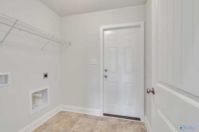 laundry area with hookup for an electric dryer and hookup for a washing machine