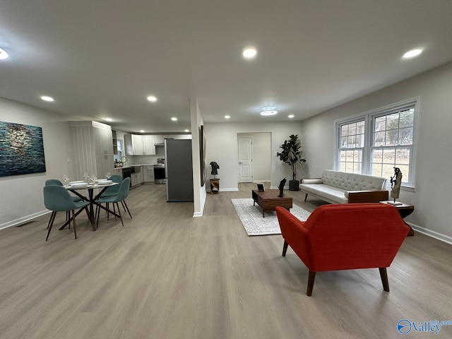 living room featuring light hardwood / wood-style floors