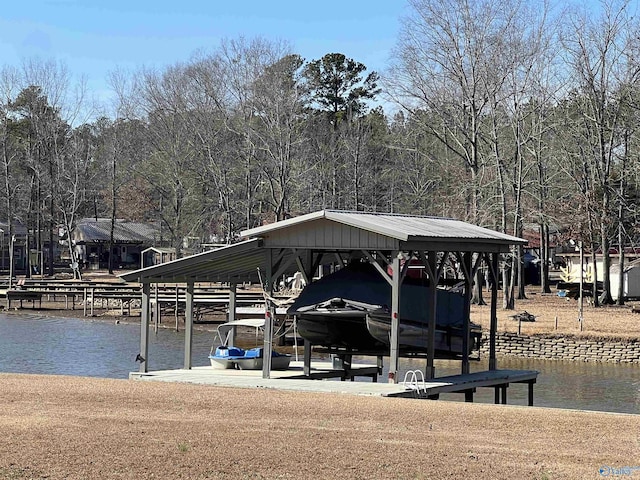 dock area featuring a water view