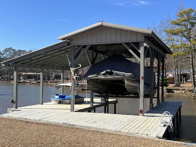 dock area featuring a water view