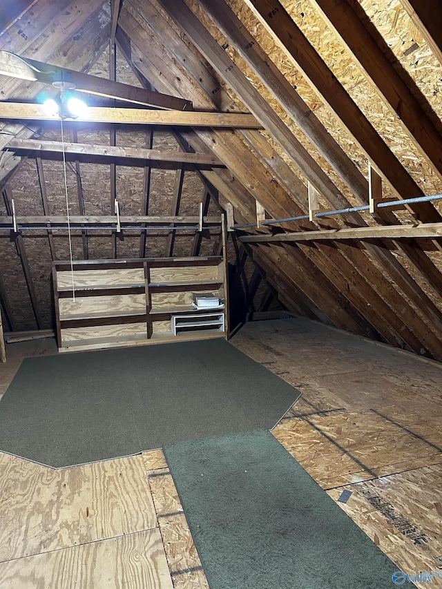 view of unfinished attic