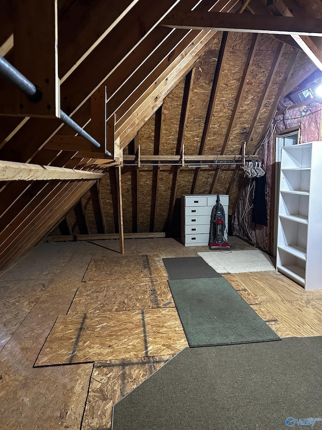 view of unfinished attic