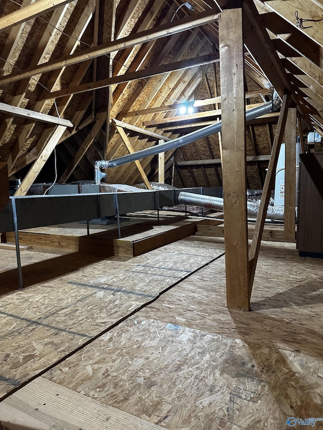 view of unfinished attic