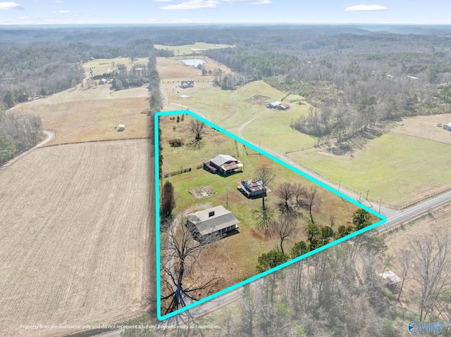 drone / aerial view featuring a rural view