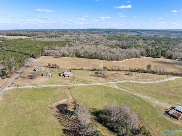 drone / aerial view with a rural view