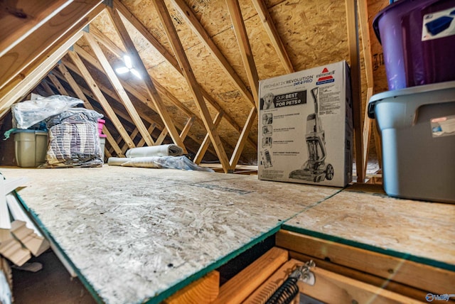 view of unfinished attic