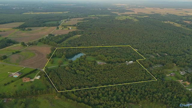 902 County Road 163, Centre, AL 35960 - aerial view of property and surrounding area featuring a heavily wooded area and property parcel outlined