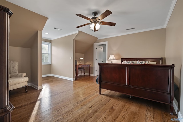 902 County Road 163, Centre, AL 35960 - bedroom with wood finished floors, ornamental molding, and a ceiling fan