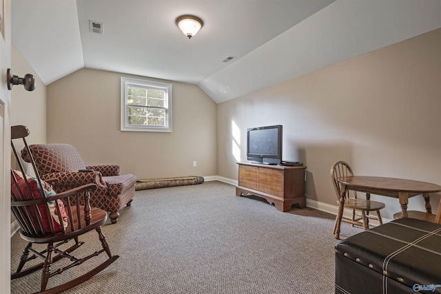 902 County Road 163, Centre, AL 35960 - living area featuring carpet flooring and vaulted ceiling