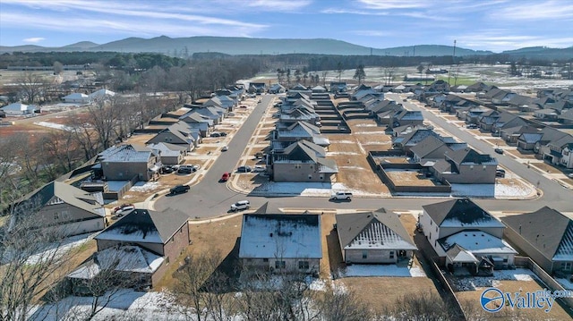 birds eye view of property featuring a mountain view