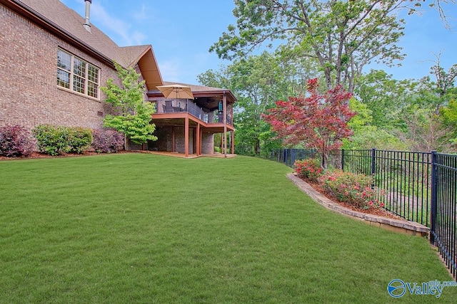 2833 High Mountain Rd NE, Huntsville, AL 35811 - view of yard with a fenced backyard and a wooden deck