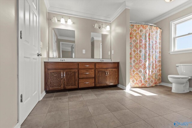 26150 Mooresville Rd, Elkmont, AL 35620 - full bath with crown molding, double vanity, baseboards, and toilet
