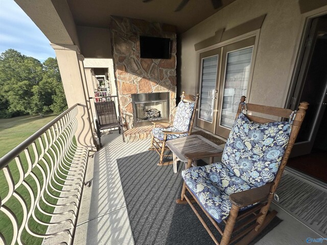 balcony with french doors and visible vents