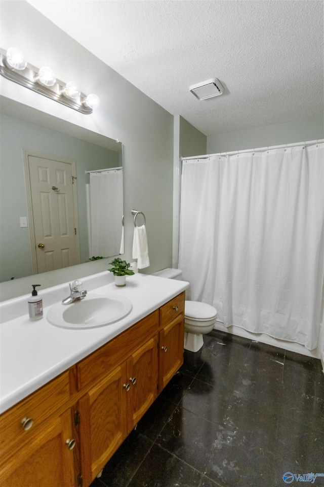 209 Leslie Ln, Harvest, AL 35749 - full bathroom with vanity, a textured ceiling, and a shower with shower curtain