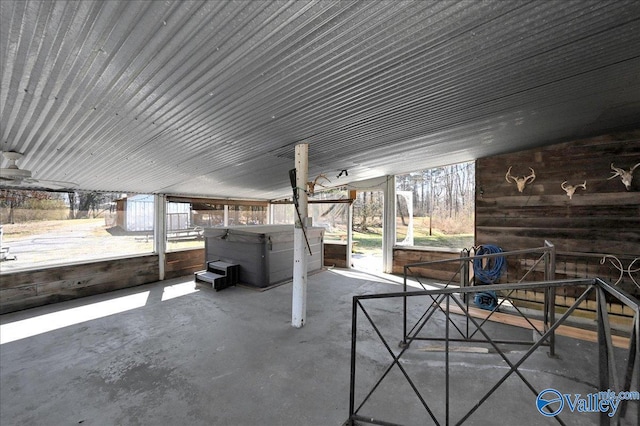 view of patio featuring a hot tub