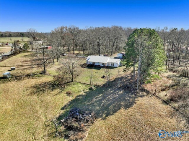 drone / aerial view with a rural view