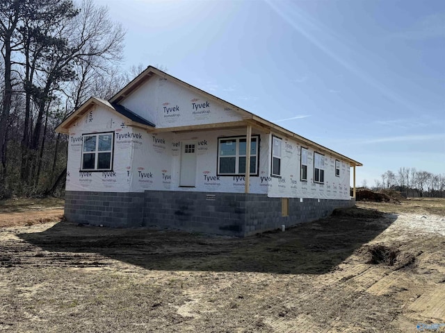 property in mid-construction with crawl space