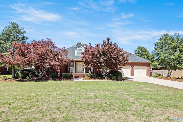 obstructed view of property with a front yard