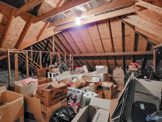 view of unfinished attic