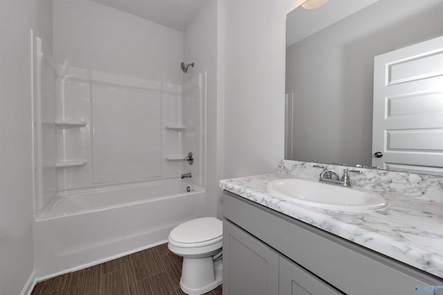 full bathroom with vanity, toilet, and shower / bathing tub combination