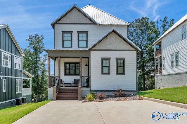 view of front of home featuring covered porch