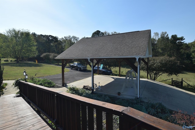 exterior space featuring a gazebo and a yard