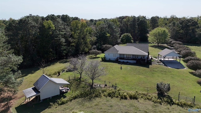 aerial view with a rural view