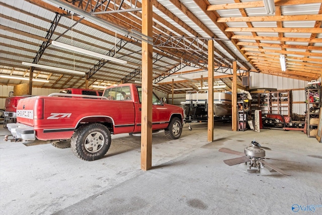 garage featuring metal wall