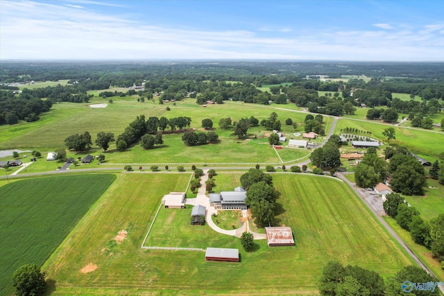 birds eye view of property with a rural view