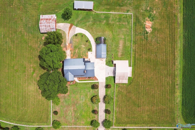 bird's eye view with a rural view