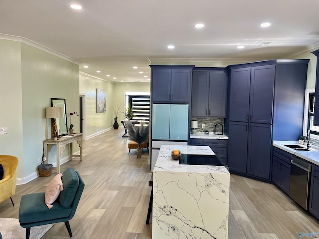 347 Rustic Trce, Grant, AL 35747 - kitchen featuring dishwasher, crown molding, fridge, a sink, and recessed lighting