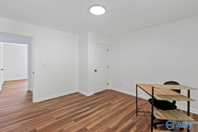 interior space with dark hardwood / wood-style floors