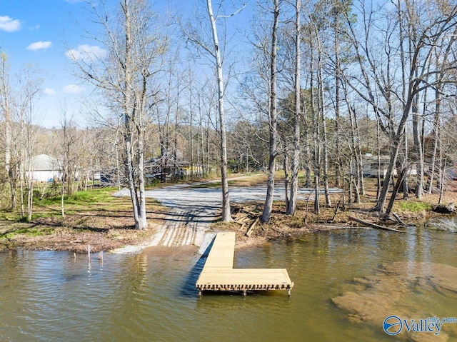 view of dock featuring a water view