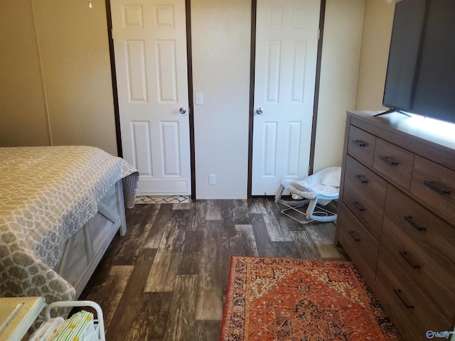 bedroom featuring dark wood finished floors