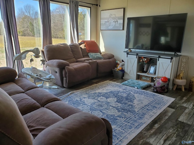 living room with wood finished floors