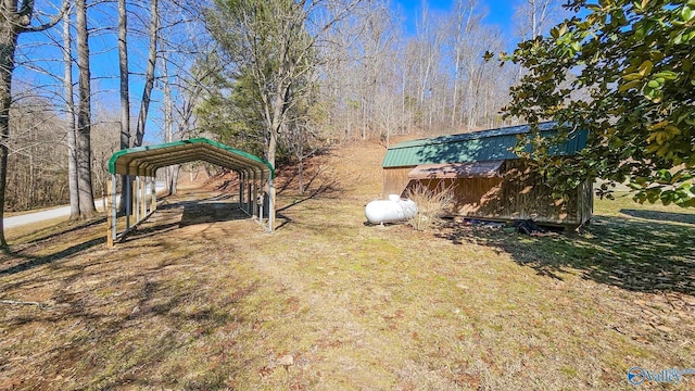 view of yard featuring a carport