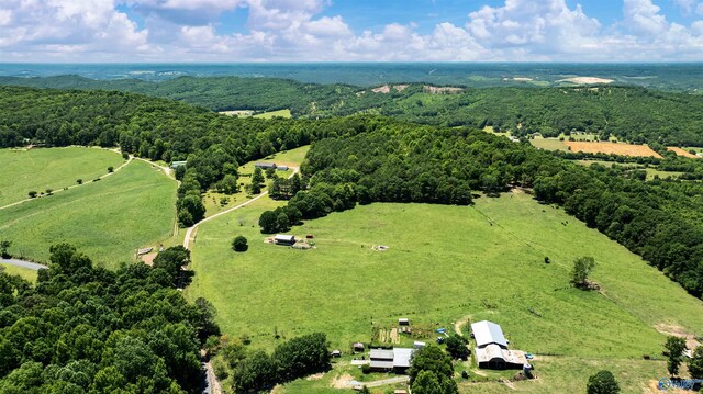 drone / aerial view with a rural view