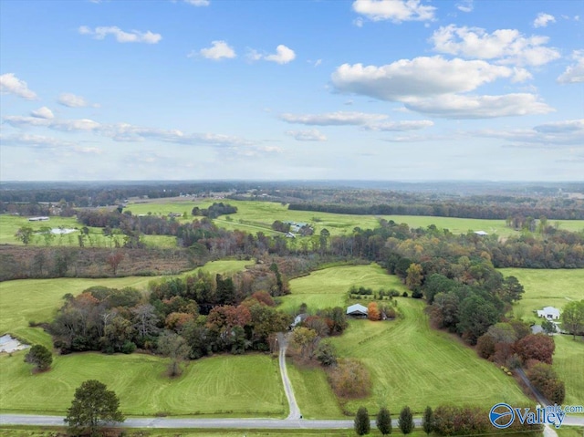 bird's eye view with a rural view