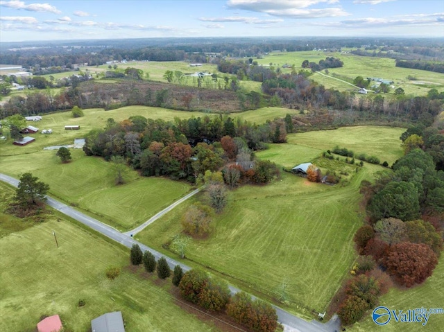 bird's eye view featuring a rural view